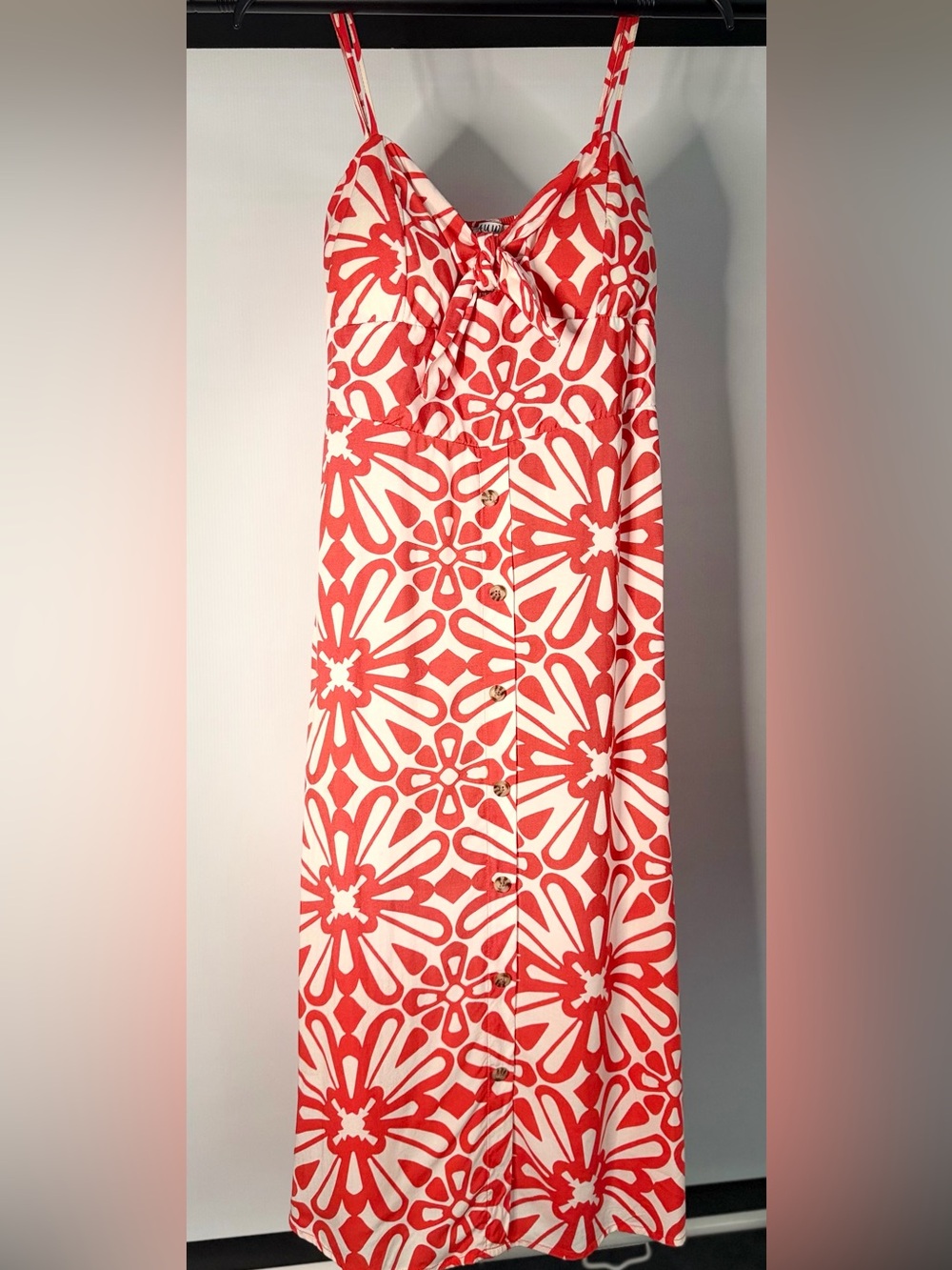 AUW Red and White Floral Midi Dress